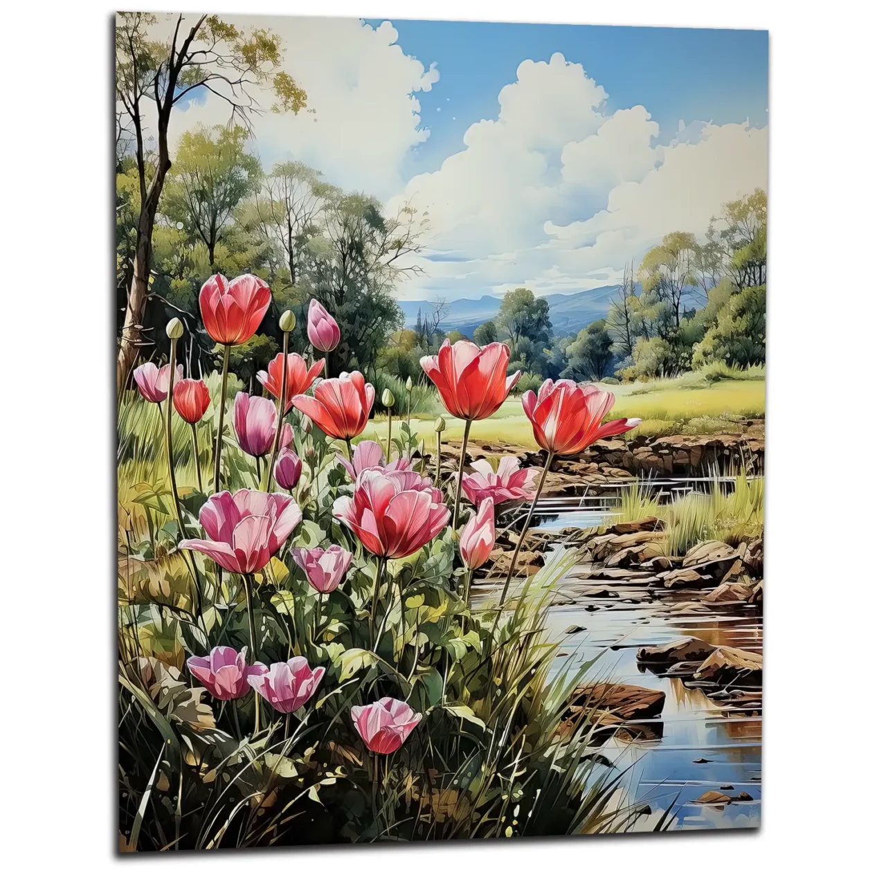 tulipes et paysage des champs