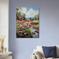tulipes et paysage des champs