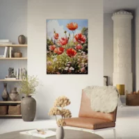 Tableau Tulipes rouges et fleurs sauvages tulipes rouges sauvages