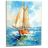 vieux voilier sur l'ocean aquarelle