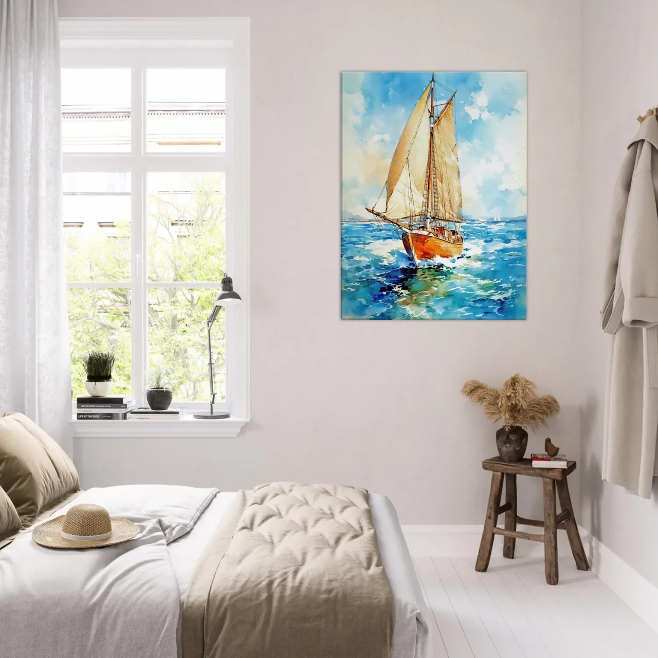 vieux voilier sur l'ocean aquarelle
