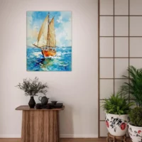 vieux voilier sur l'ocean aquarelle