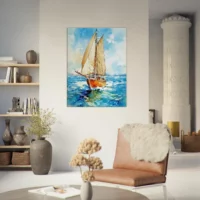 vieux voilier sur l'ocean aquarelle