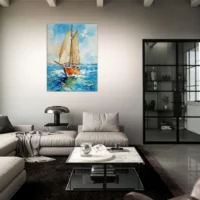 vieux voilier sur l'ocean aquarelle
