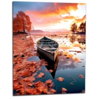 Cadre mural Barque sur un lac en automne barque sur un lac en automne