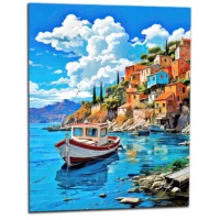 bateau sur les berges du village d'assos, grèce