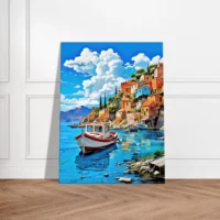 Bateau sur les berges du village d’Assos, Grèce bateau sur les berges du village d'assos, grèce