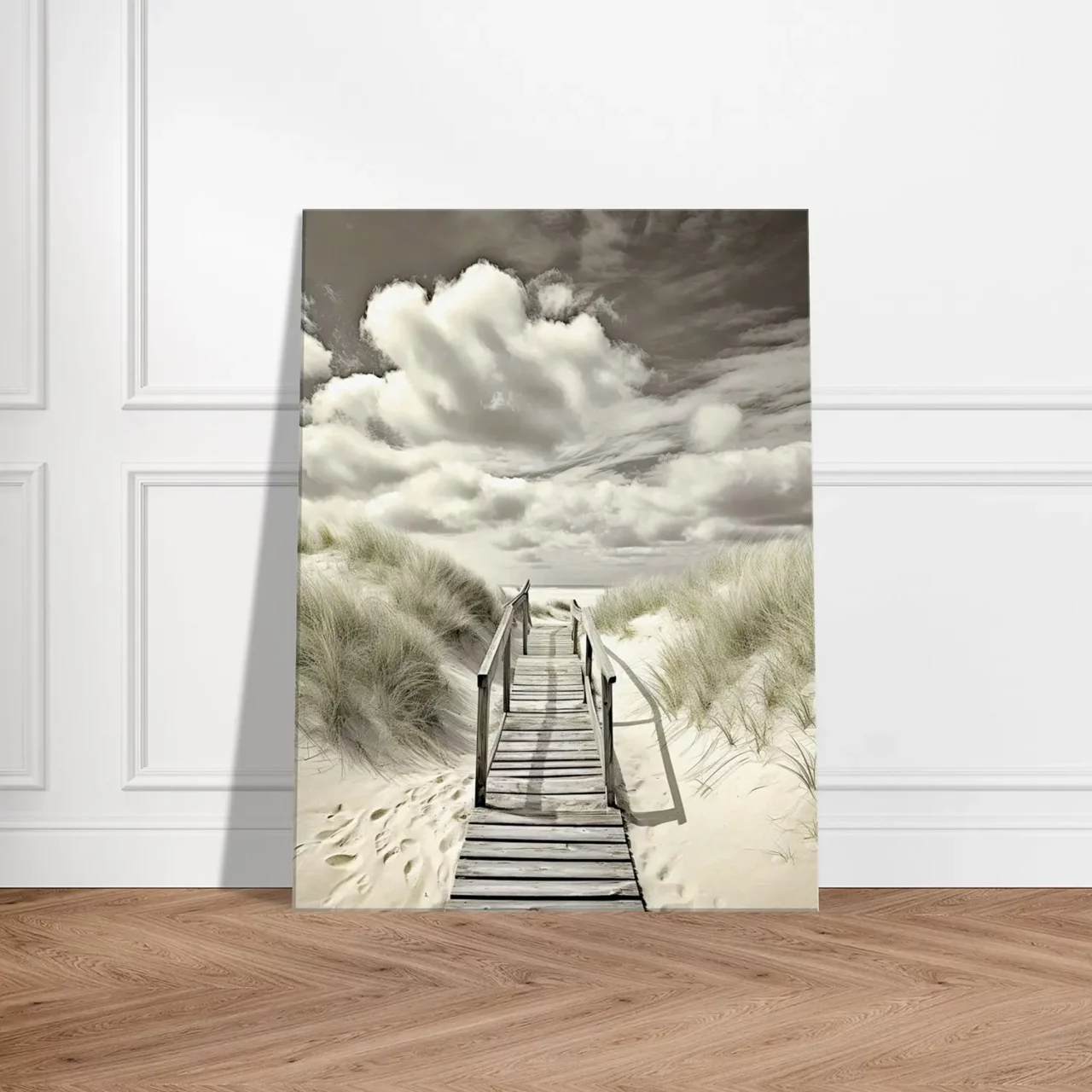 chemin de bois vers la plage sepia