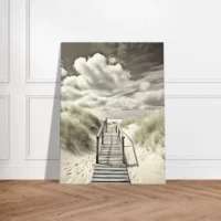chemin de bois vers la plage sepia
