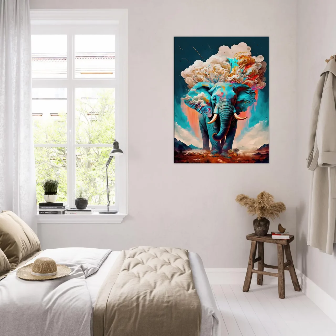 Tableau surréaliste Éléphant bleu géant illustration elephant bleu géant illustration