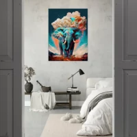 Tableau surréaliste Éléphant bleu géant illustration elephant bleu géant illustration