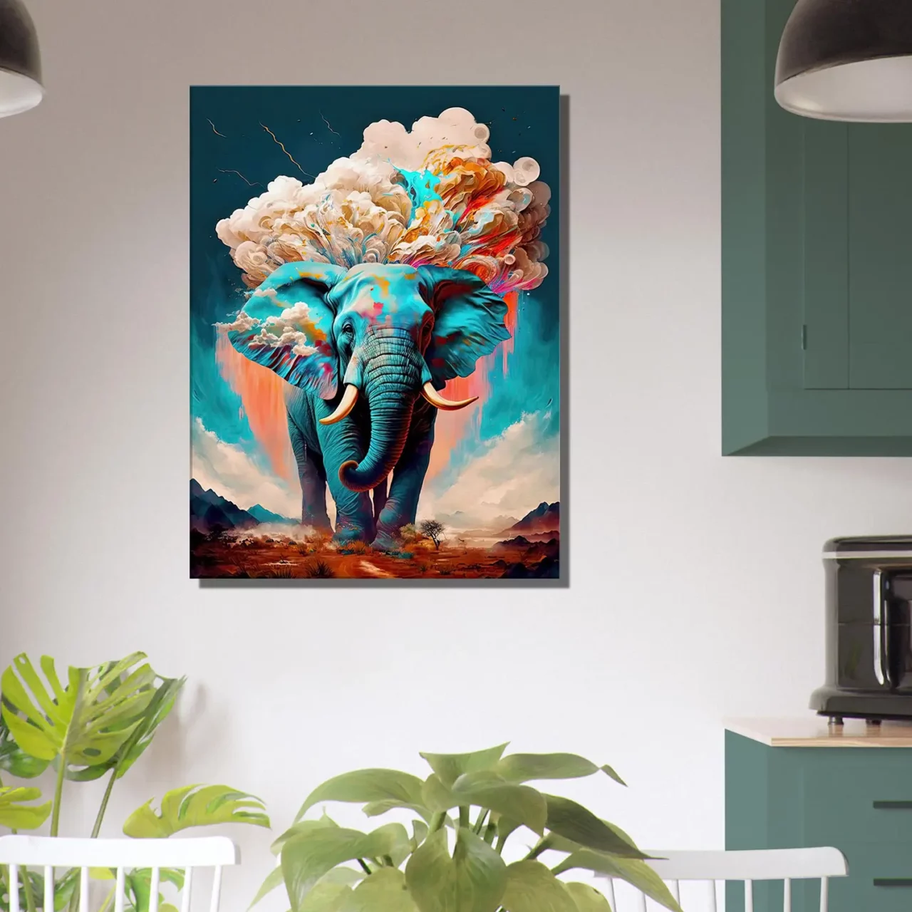 Tableau surréaliste Éléphant bleu géant illustration elephant bleu géant illustration