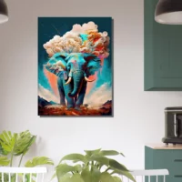 Tableau surréaliste Éléphant bleu géant illustration elephant bleu géant illustration