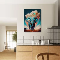 Tableau surréaliste Éléphant bleu géant illustration elephant bleu géant illustration