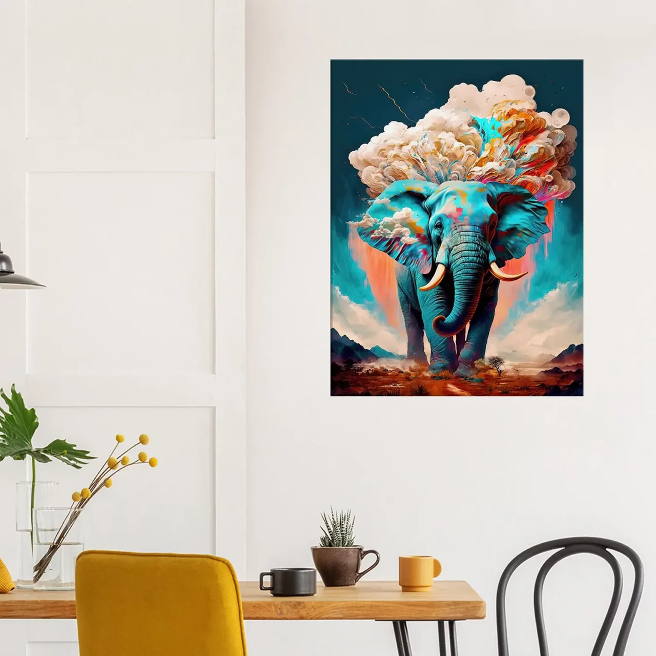 Tableau surréaliste Éléphant bleu géant illustration elephant bleu géant illustration