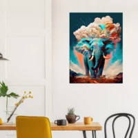 Tableau surréaliste Éléphant bleu géant illustration elephant bleu géant illustration