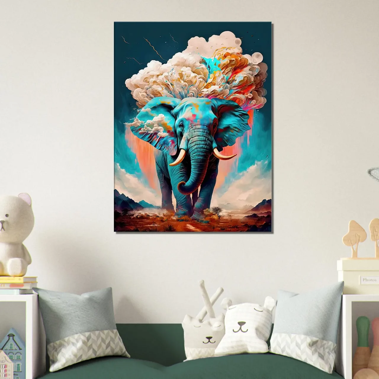 Tableau surréaliste Éléphant bleu géant illustration elephant bleu géant illustration