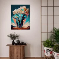Tableau surréaliste Éléphant bleu géant illustration elephant bleu géant illustration