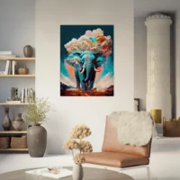 Tableau surréaliste Éléphant bleu géant illustration elephant bleu géant illustration