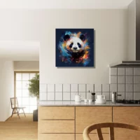 mignon panda peinture sur fond bleu