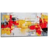 Tableau Peinture abstraite rouge jaune et noir peinture abstraite rouge jaune et noir