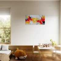 Tableau Peinture abstraite rouge jaune et noir peinture abstraite rouge jaune et noir