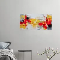 Tableau Peinture abstraite rouge jaune et noir peinture abstraite rouge jaune et noir