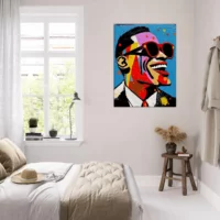 portrait de ray charles style basquiat