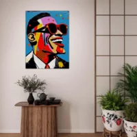 portrait de ray charles style basquiat