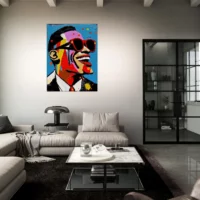 portrait de ray charles style basquiat