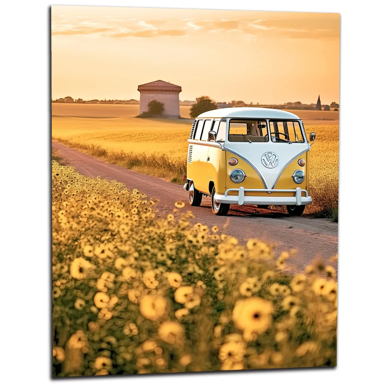 Cadre déco mural Van sur la route des tournesols van sur la route des tournesols