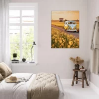 Cadre déco mural Van sur la route des tournesols van sur la route des tournesols