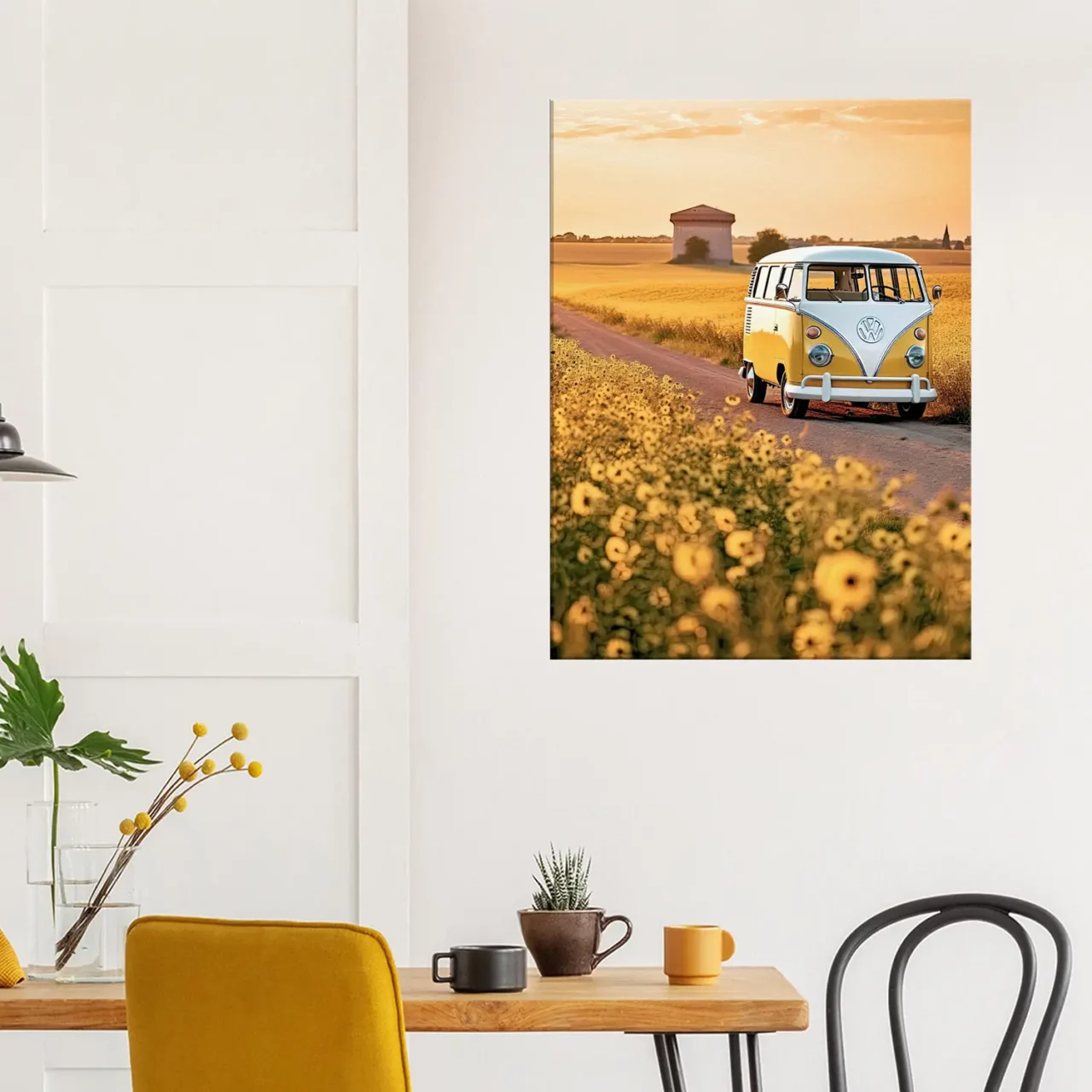 Cadre déco mural Van sur la route des tournesols van sur la route des tournesols