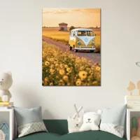 Cadre déco mural Van sur la route des tournesols van sur la route des tournesols