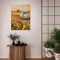Cadre déco mural Van sur la route des tournesols van sur la route des tournesols