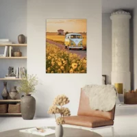 Cadre déco mural Van sur la route des tournesols van sur la route des tournesols