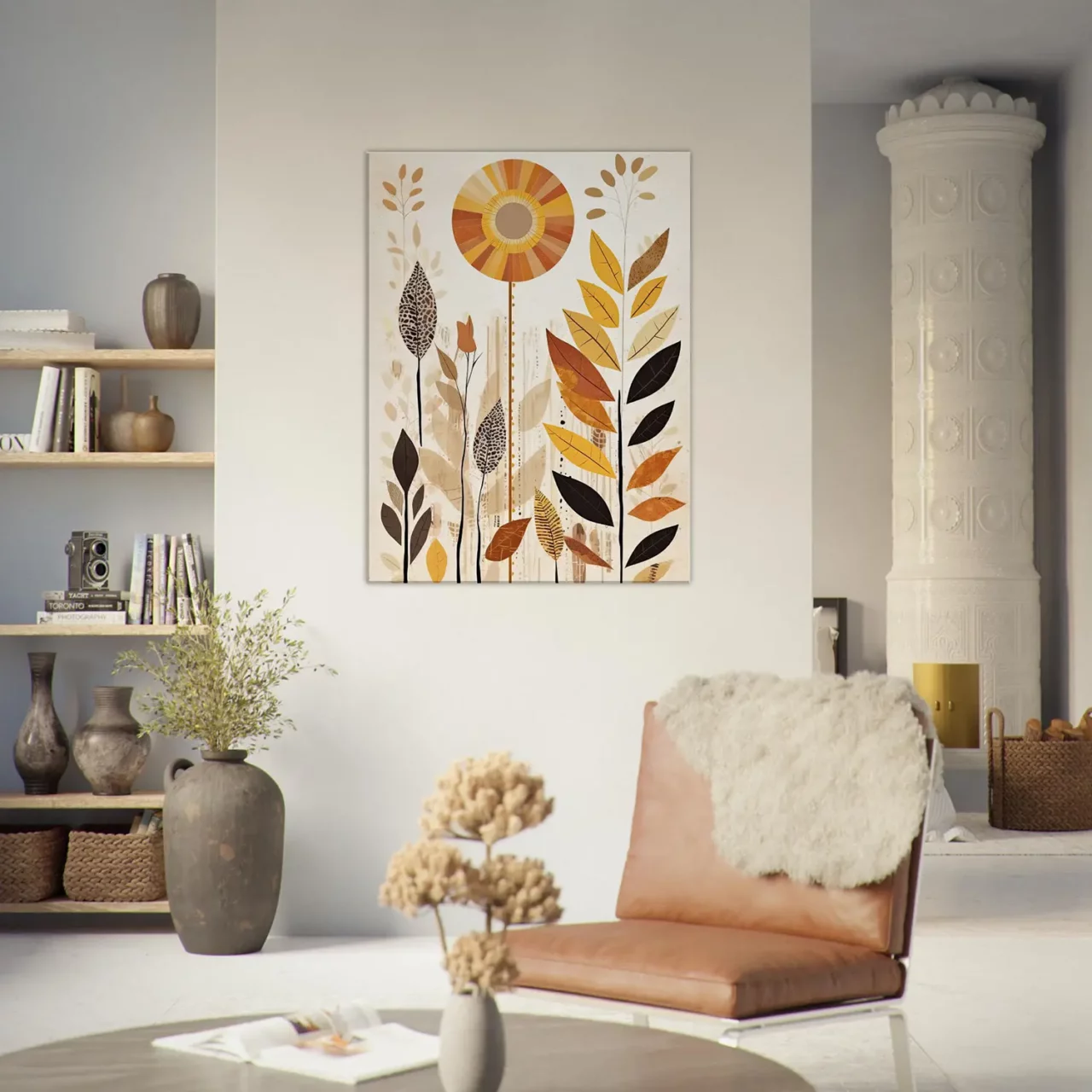 Cadre Art boho feuilles couleurs d’automne art boho feuilles couleurs d'automne
