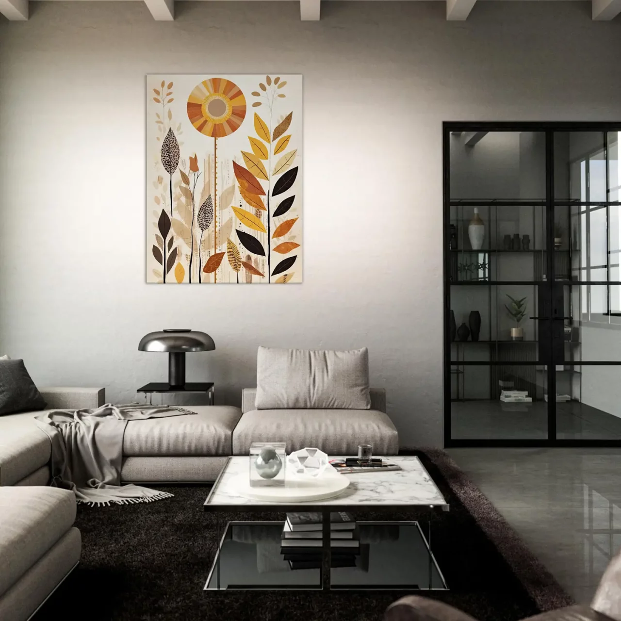 Cadre Art boho feuilles couleurs d’automne art boho feuilles couleurs d'automne