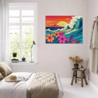 Cadre décoratif Vagues et Fleurs d’Hawai vagues et fleurs d'hawai