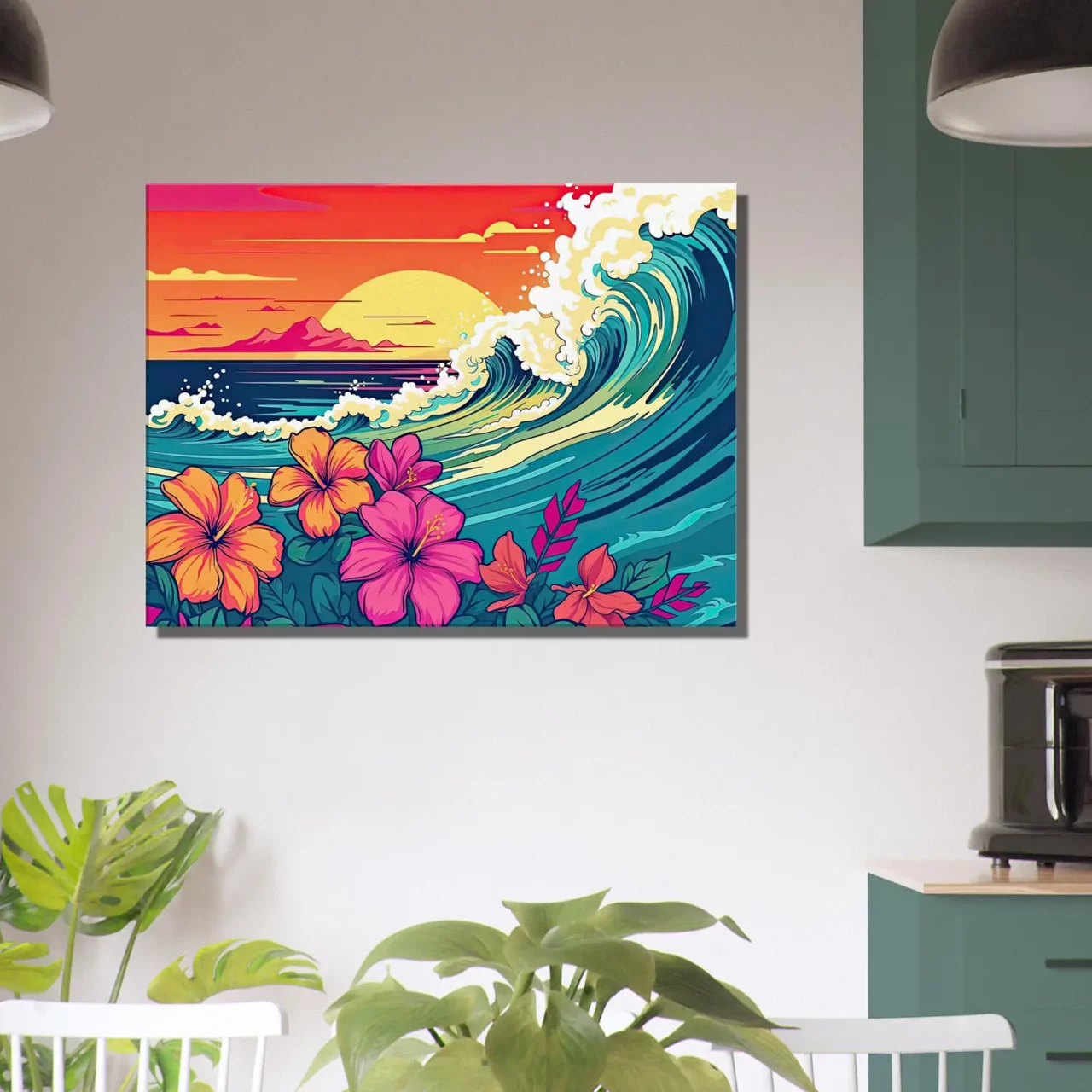 Cadre décoratif Vagues et Fleurs d’Hawai vagues et fleurs d'hawai