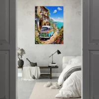 van dans un village du littoral italien