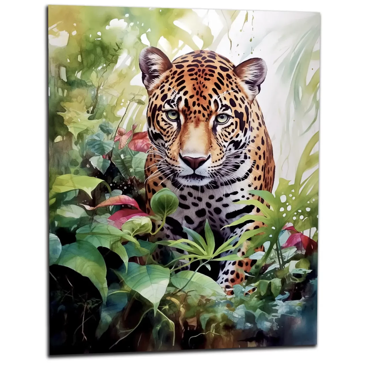 Tableau Aquarelle Jaguar dans la jungle luxuriante aquarelle jaguar dans la jungle luxuriante