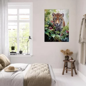 Tableau Aquarelle Jaguar dans la jungle luxuriante