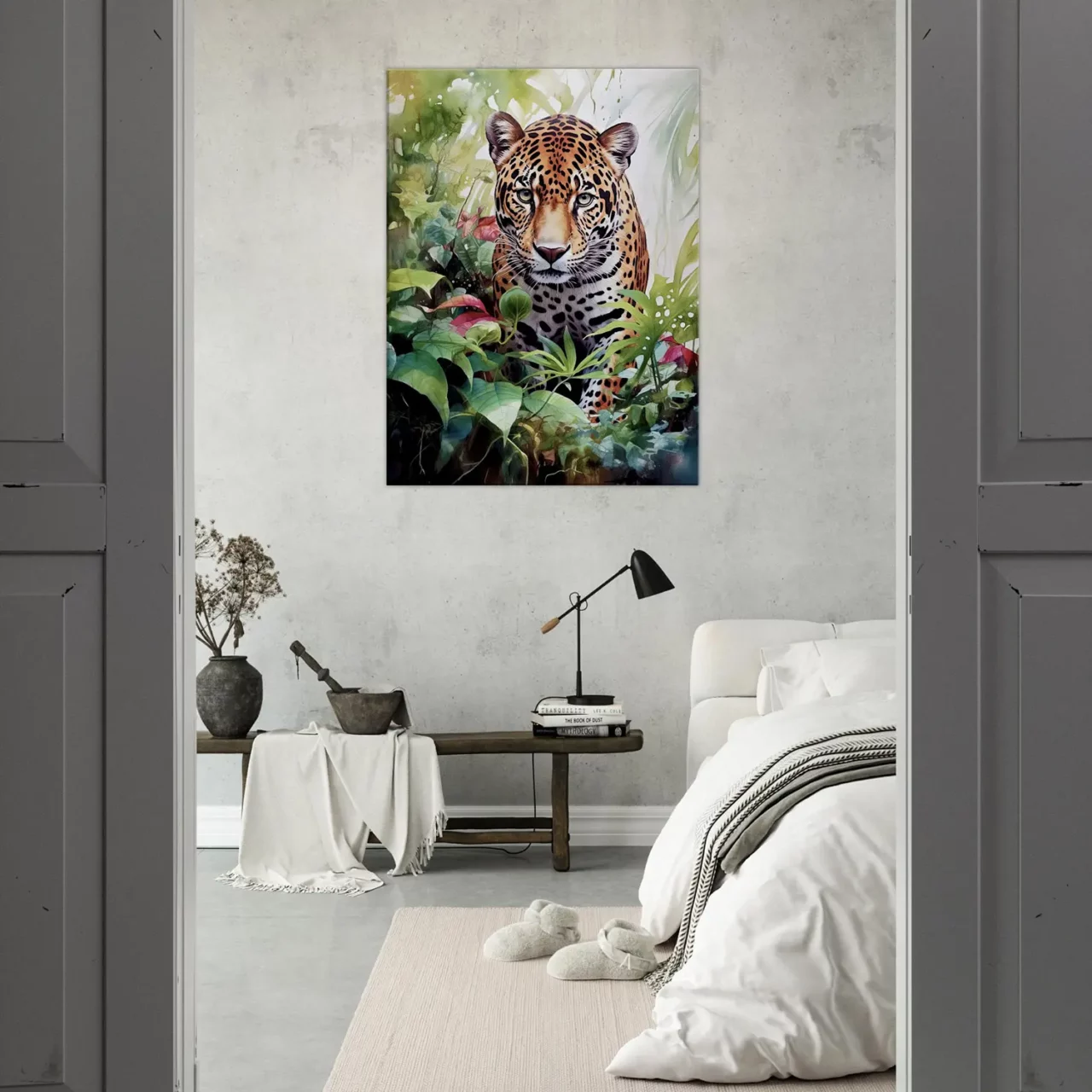 Tableau Aquarelle Jaguar dans la jungle luxuriante aquarelle jaguar dans la jungle luxuriante
