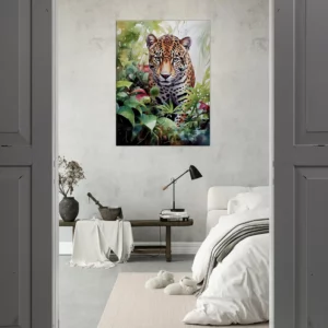 Tableau Aquarelle Jaguar dans la jungle luxuriante