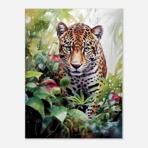 Tableau Aquarelle Jaguar dans la jungle luxuriante