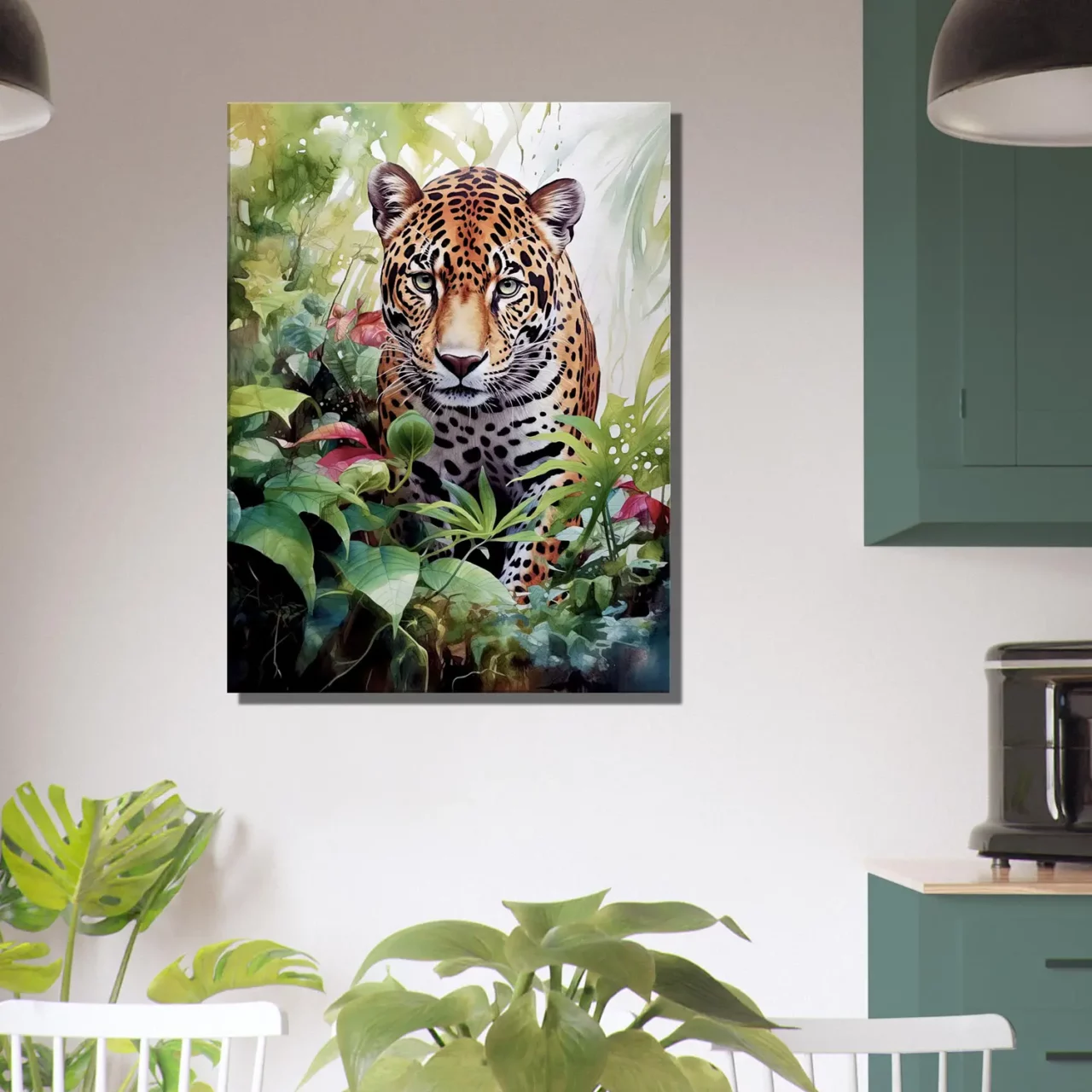 Tableau Aquarelle Jaguar dans la jungle luxuriante aquarelle jaguar dans la jungle luxuriante