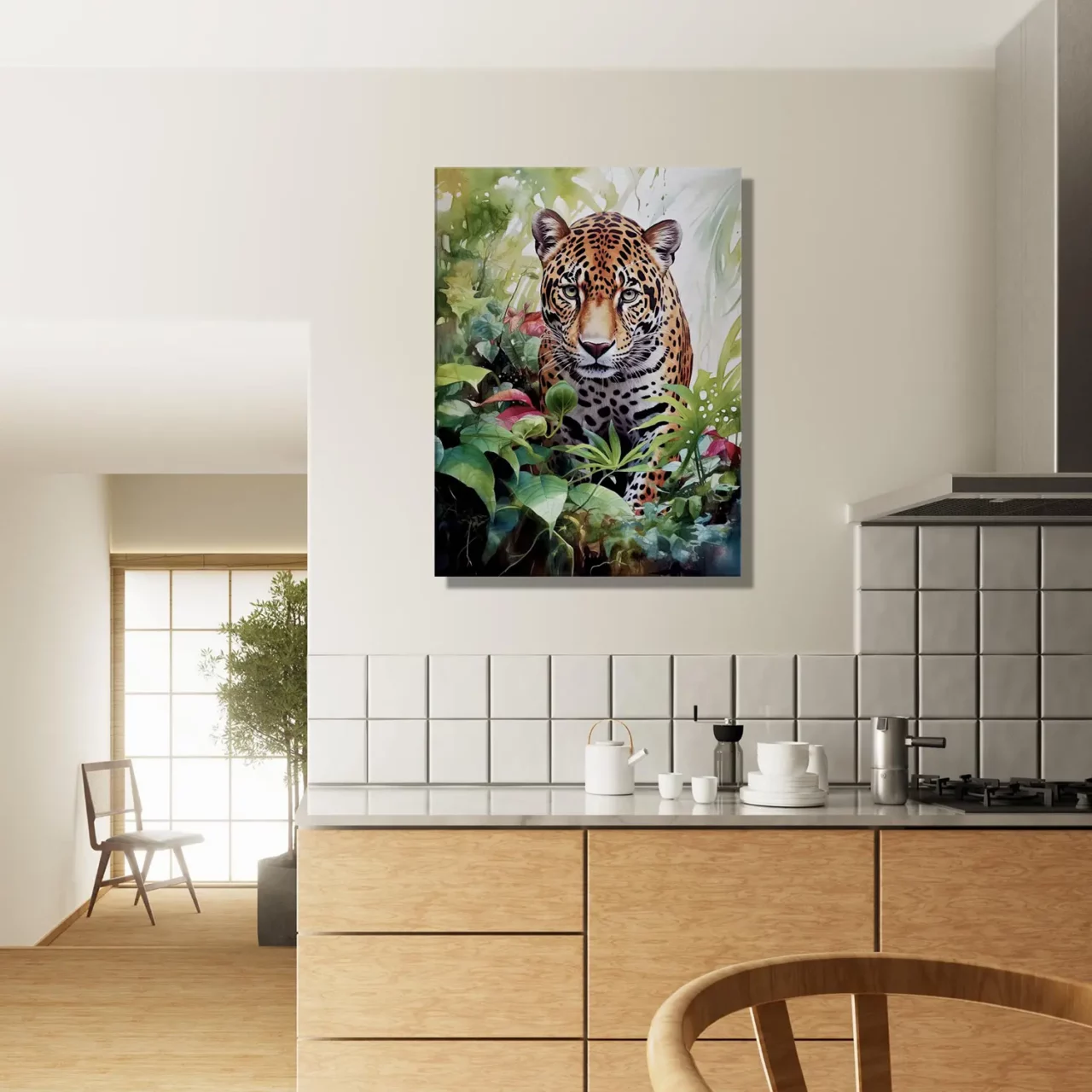 Tableau Aquarelle Jaguar dans la jungle luxuriante aquarelle jaguar dans la jungle luxuriante