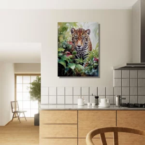 Tableau Aquarelle Jaguar dans la jungle luxuriante