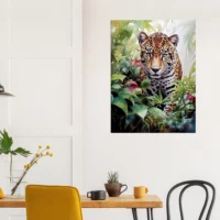 Tableau Aquarelle Jaguar dans la jungle luxuriante aquarelle jaguar dans la jungle luxuriante